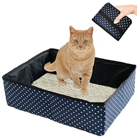 Bac à Litière pour Chat Pliable, Portable, Bleu, Taille Moyenne, Pour Propriétaires de Chats, Voyageurs, Propriétaires d'Animaux de Compagnie, Unisex, Toutes les Âges