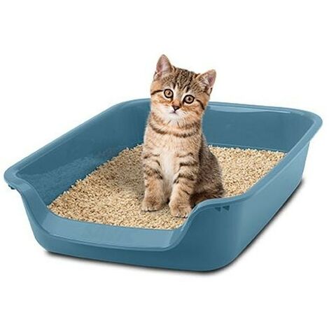 Bac à litière pour chaton – Dimensions 56 x 39 x 13 cm – Matériau durable – Entrée adaptée pour chats seniors et à mobilité réduite – Global Network