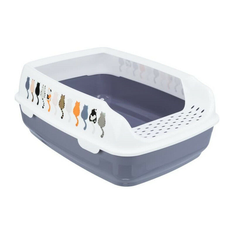 Bac a litiere Trixie Delio - Rebord - 38 × 20 × 50 cm - Imprimé Gris et blanc