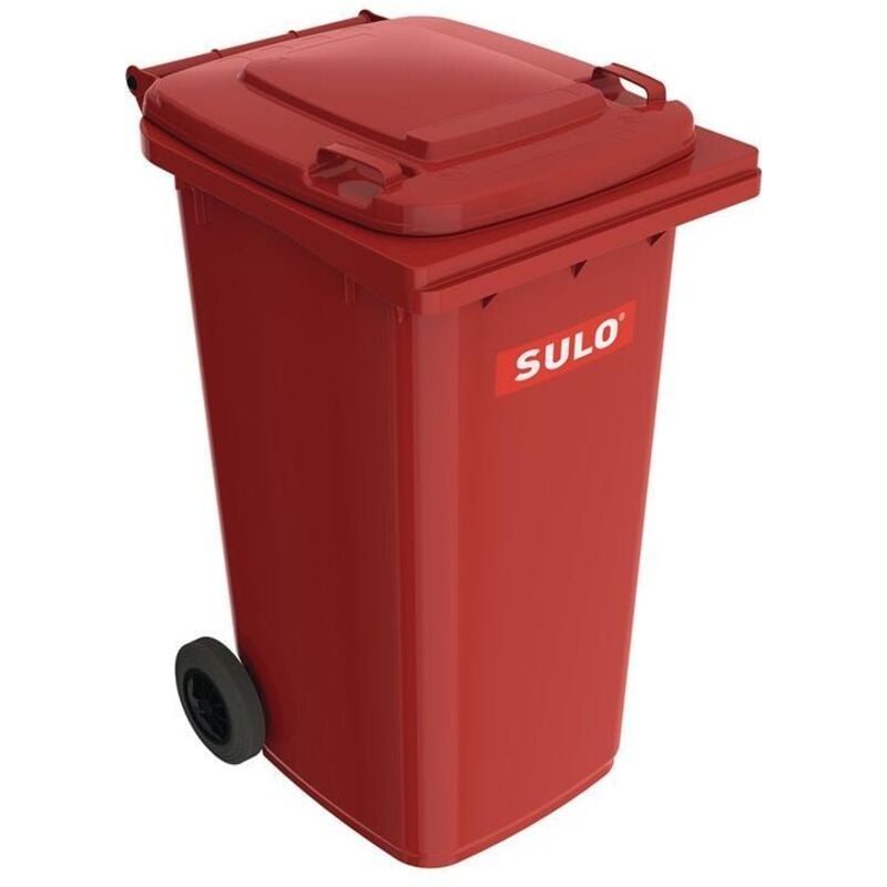 Bac à ordures 240 l HDPE rouge mobile selon EN 840 SULO