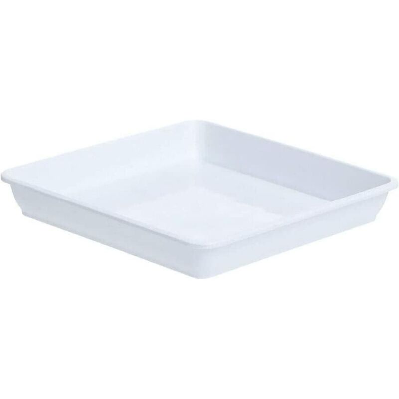 Bac à plantes en plastique blanc 1818cm bac à égouttement carré bac à fleurs adapté à l'intérieur et à l'extérieur, 2 pièces