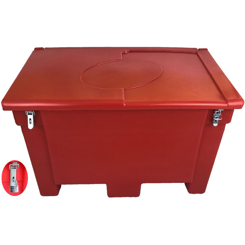 Plast'up Rotomoulage - Bac à sable 200l avec grenouillères cadenassées+ pelle-Rouge-50cm - Rouge