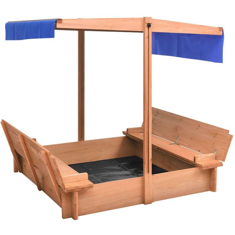 vidaXL Sandkasten mit Dach Tannenholz 112x112x112 cm