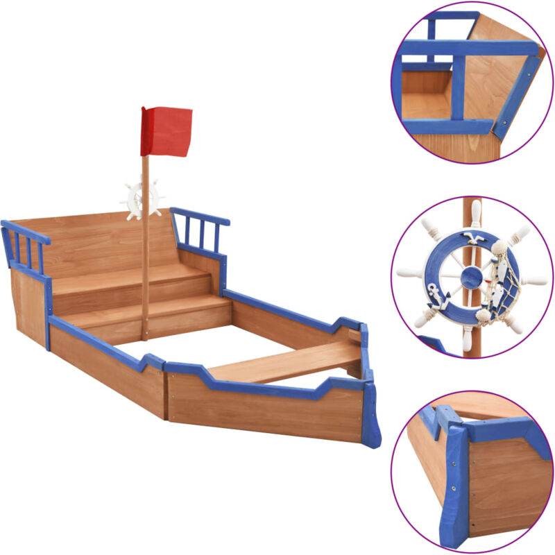 Bac � sable bateau pirate Bois de sapin 190x94,5x101 cm - Vidaxl
