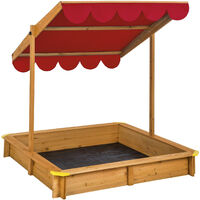 Bac à Sable Kids En Bois Avec Toit Ouvrant Bleu - Grand Modèle 115x115 Cm Pour Enfants
