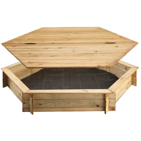 Bac à sable hexagonal avec couvercle | diamètre 180 cm