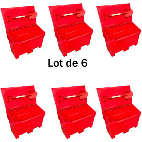 Bac à sable incendie/ à sel de déneigement 200l + pelle- lot de 6