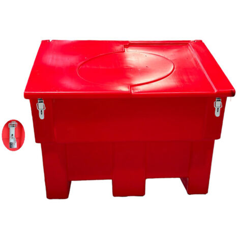 Bac à sable incendie/ à sel de déneigement 300l+ grenouillères + cadenas-lot de 6