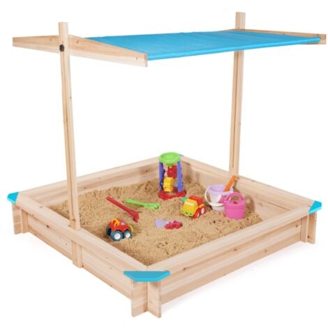 Bac à sable KIDS bois avec toit ouvrant bleu