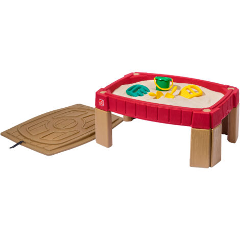 Bac à sable pour enfants avec couvercle – Dimensions 41.7x91.4x66 cm – Inclus : 2 pelles, 2 râteaux, 1 seau – Pour aire de jeux extérieure – Step 2 - Step2