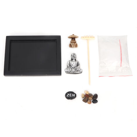Bac à Sable Zen en Bois Artisanal pour Décoration de Bureau Paysage Sec Méditatif Unique
