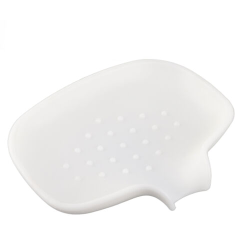 Bac à savon en silicone avec plateau de drainage pour salle de bain, support de rangement étanche pour douche et évier, blanc