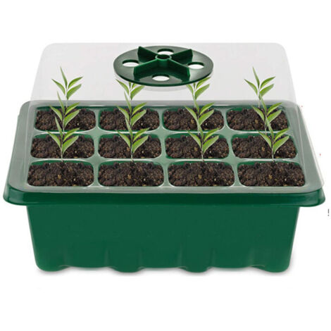 Bac à semis, Germination à 12 cellules Serre Interieur Plateaux de Culture, Serre Intérieure Pépinière Boîte Propagateur Jardin, Bac Culture avec Couvercle et Ventilation