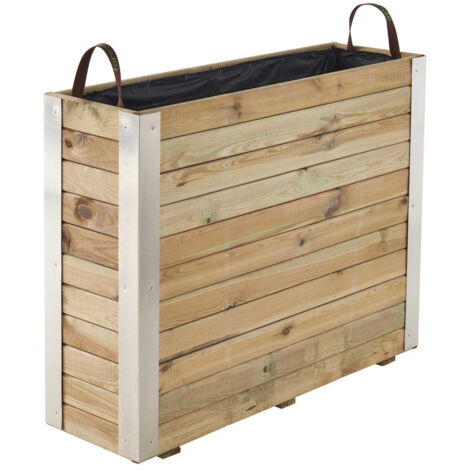 Cerland – Bac à fleurs en pin sylvestre 100 x 30 x 78,5 cm – Prétraité autoclave classe 3 – Capacité 170L – Poignées intégrées pour transport facile - BOIS 100 X