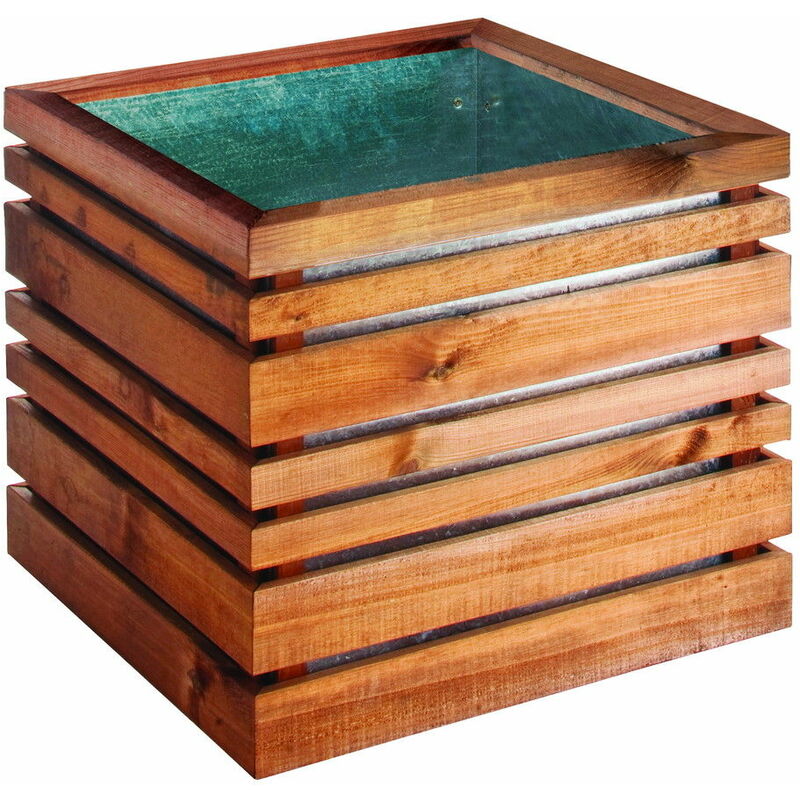 Bac bois autoclave lign z en pin - 143 l - 60 x 60 cm - teinté marron - Jardipolys