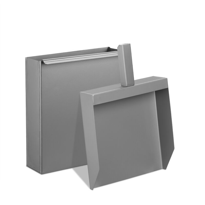 Relaxdays - Bac à cendres avec pelle, acier, cheminée et four, HxLxP: 35,5 x 23 x 9 cm, compartiment charbon, argenté