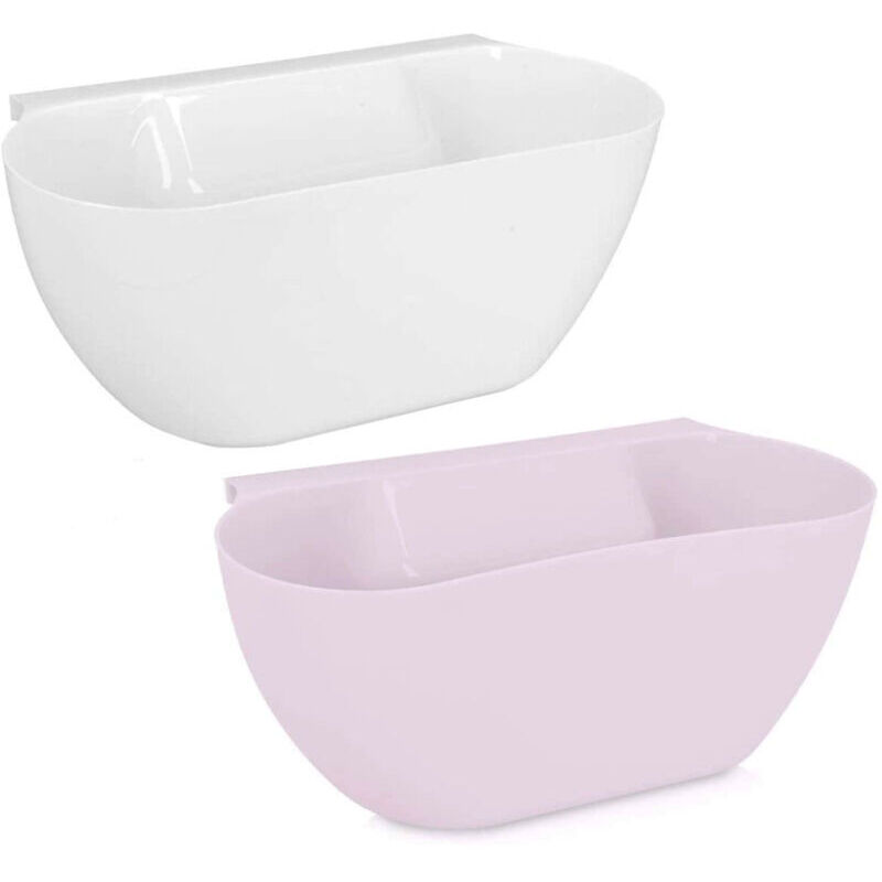 Bac collecteur pour déchets de Cuisine à accrocher - Jeu de 2 poubelles pour déchets organiques - Poubelle en blanc rose