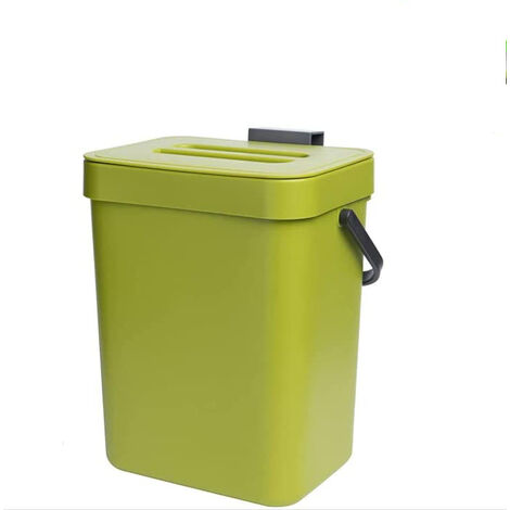 2 paquets de poubelle de cuisine suspendue compost bac portable, 10l + 6l  mural pliable petite