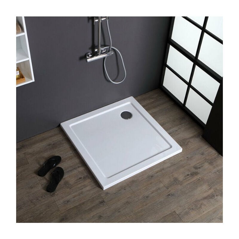 Brixo - Bac de douche à résine carrée 80x80 Boule à bas niveau Slim 3 cm Ultra résistant moderne Design moderne