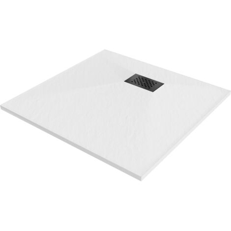 Bac de douche Mexen Hugo carré SMC 80 x 80 cm, blanc, cache noire - 42108080-B
