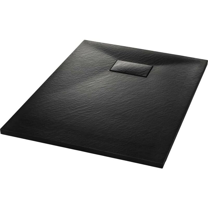 Bac de douche receveur de douche rectangulaire salle de bain maison intérieur trou de drain standard de 9 cm smc 100 x 70 cm noir