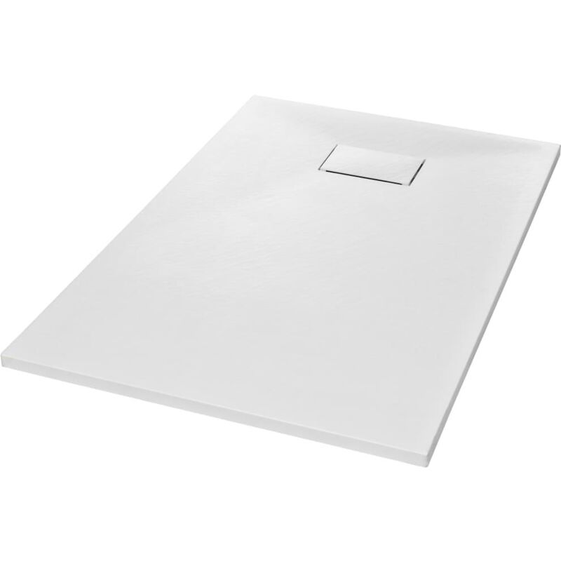 Bac de douche receveur de douche rectangulaire salle de bain maison intérieur trou de drain standard de 9 cm smc 120 x 70 cm blanc
