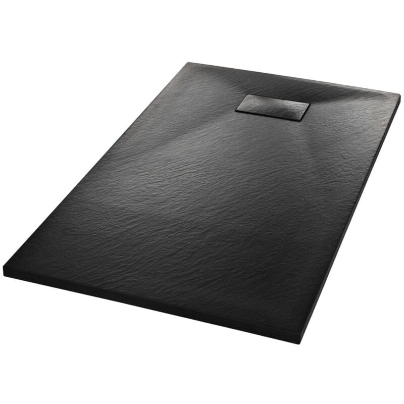 Bac de douche receveur de douche rectangulaire salle de bain maison intérieur trou de drain standard de 9 cm smc 120x70 cm noir