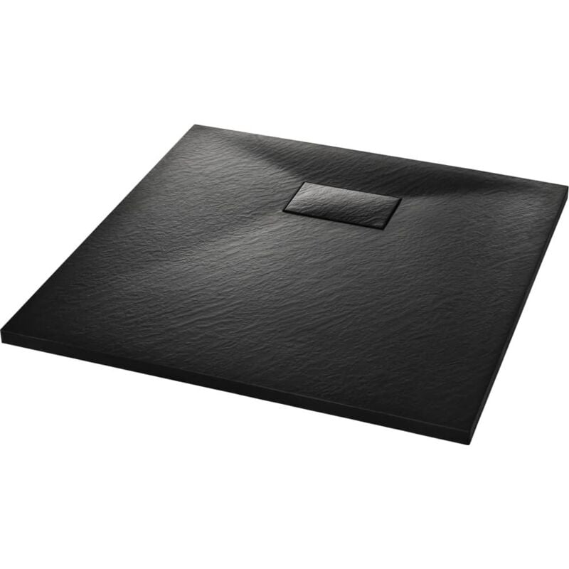 Bac de douche receveur de douche rectangulaire salle de bain maison intérieur trou de drain standard de 9 cm smc 80 x 80 cm noir