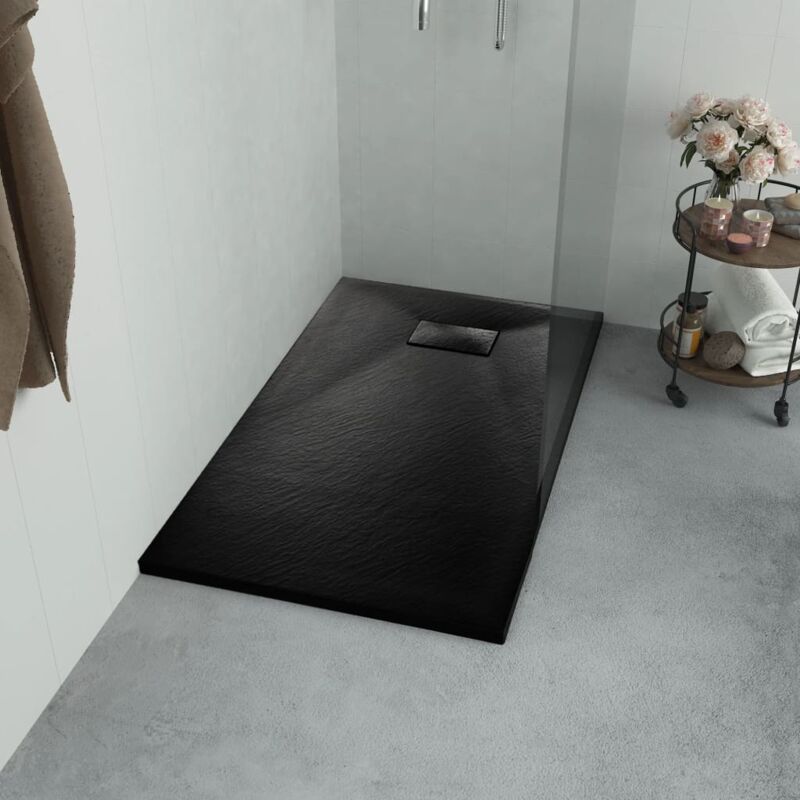 Vidaxl - Bac de douche smc Noir 90 x 70 cm
