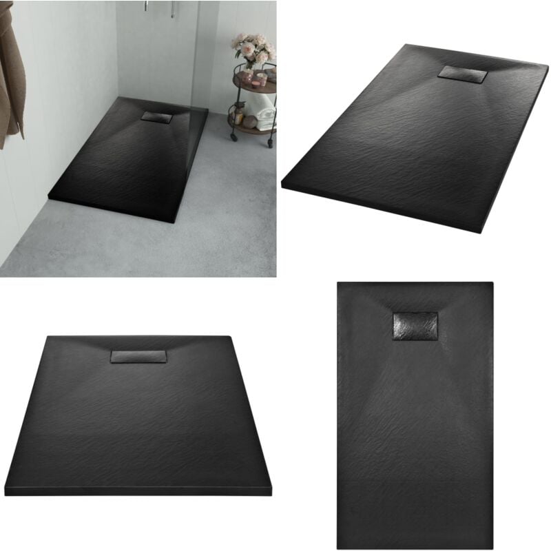 Vidaxl - Bac de douche smc Noir 120 x 70 cm - bac de douche - bacs de douche - Home & Living - Noir