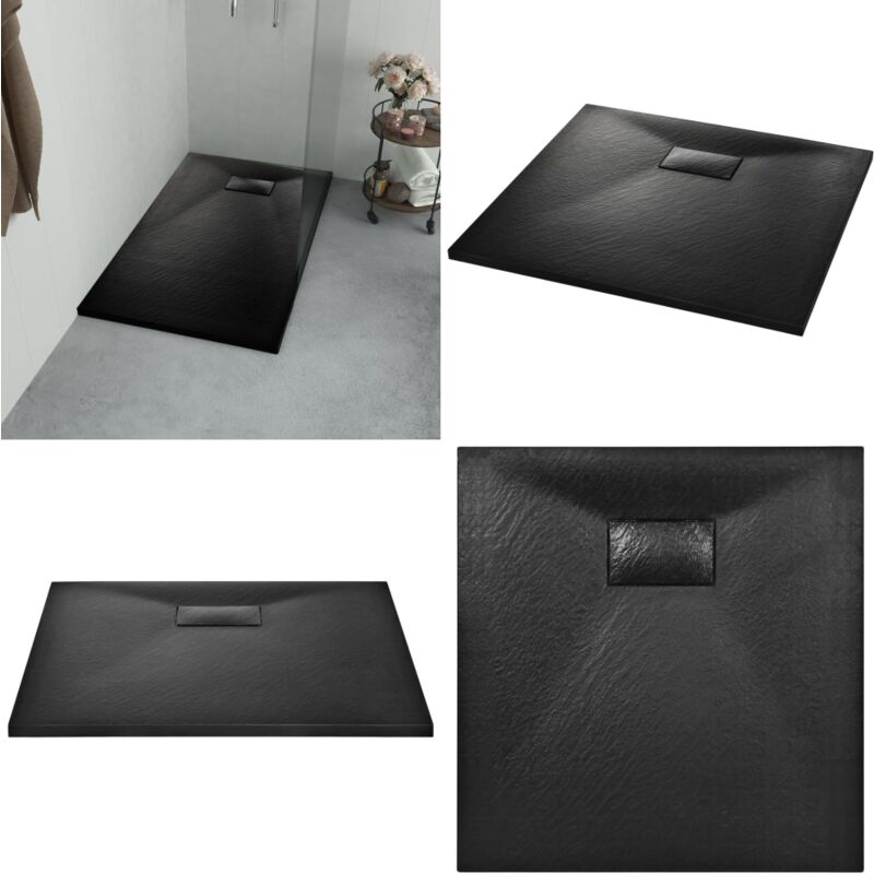 Vidaxl - Bac de douche smc Noir 90 x 80 cm - bac de douche - bacs de douche - Home & Living - Noir