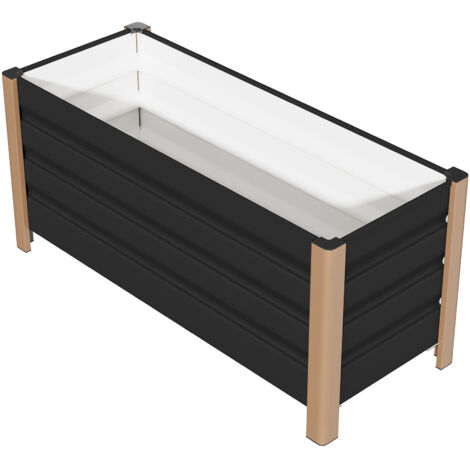 Bac de Jardin Surélevé en Aluminium 1004045cm, Antirouille, Drainage Intégré, Coins Arrondis,r Balcon, Terrasse, Gris, 1PC