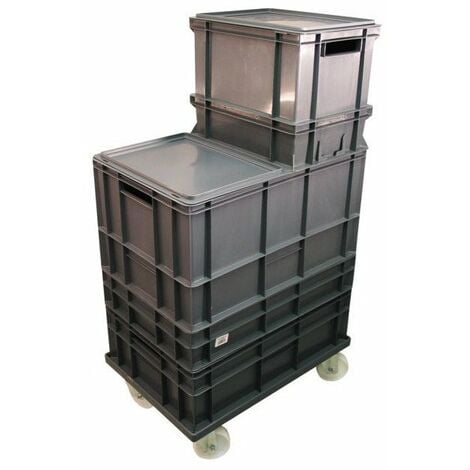 Bac plastique 50 litres gris avec couvercle, 297033, Rangement, dressing  et aménagement de placard