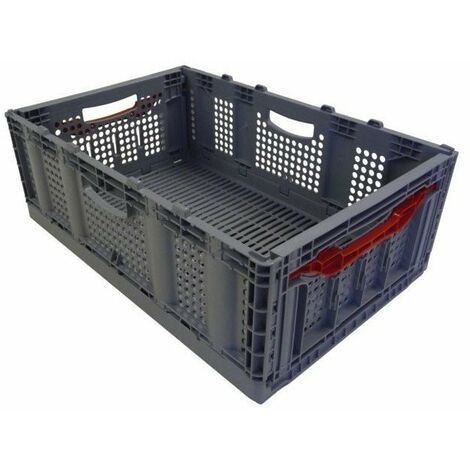 Bac De Manutention Ajoure Pliant 60 X 40 Cms - H  22 Cm - 40l Gris