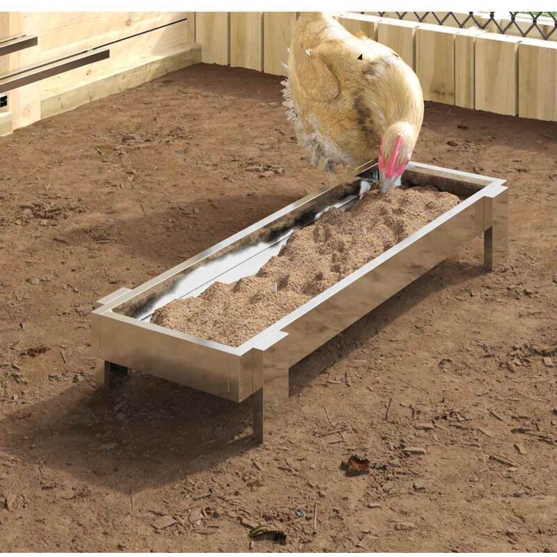 vidaXL Bac de nourrissage pour poules Argent 80 x 28 x 13.5 cm