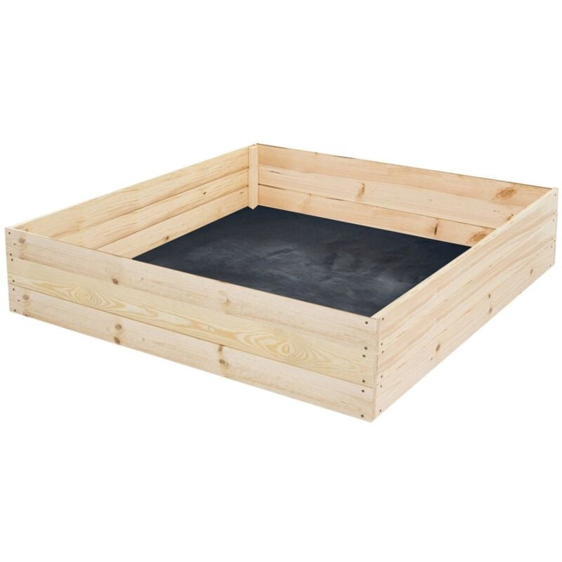 Viking Choice - Bac de potager - bac de culture - 80x80x30 cm - bois - avec tapis de sol