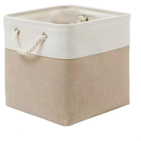 Bac de rangement cubique 28 x 28 cm, 1 grand bac de rangement pliable en tissu avec cordes, cubes de rangement pliables pour la maison, le bureau, le placard, les vêtements, les jouets, Kaki