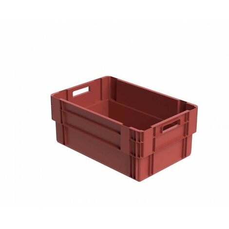 Bac de rangement empilable plein - 600x400xH250 - brique - Rouge
