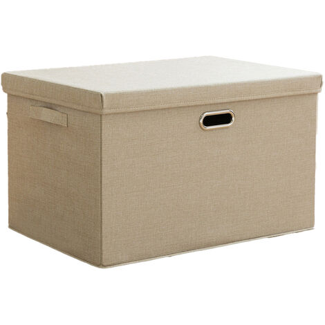 Bac De Rangement En Tissu De Lin Avec Couvercle Pliable Boîte De Rangement Organisateur Panier De Rangement