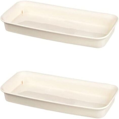 Bac de récupération rectangulaire en plastique (2 pièces) pour plantes d'intérieur et d'extérieur, idéal pour recueillir l'eau et la terre (beige, L)