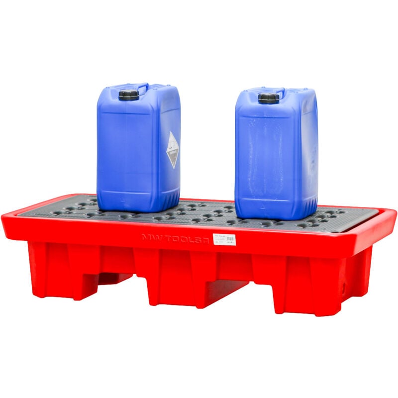 Bac de rétention en pe 1300x700x300mm - avec grille - cap. 120L Mw Tools OPB2200