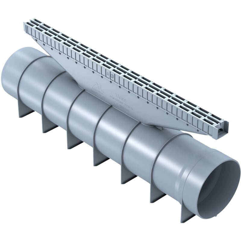 Kit 6 Caniveaux Discrets Jardibric – 3m linéaire – 2 Bouchons Réducteurs Ø110/100 mm – Classe C250 NF1433