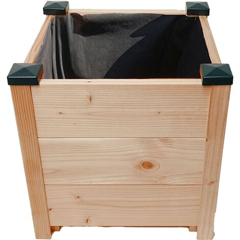 Bac Douglas PREMIUM S - Bac carré en bois non traité - 40cm x 40cm x 41cm Epaisseur 19mm