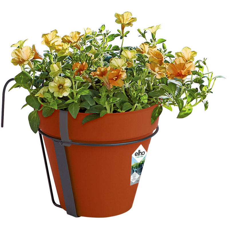 Elho - Bac à fleurs Jardinière en plastique pour jardin balcon maison Pot de fleurs avec support Rond/ 3 Litres