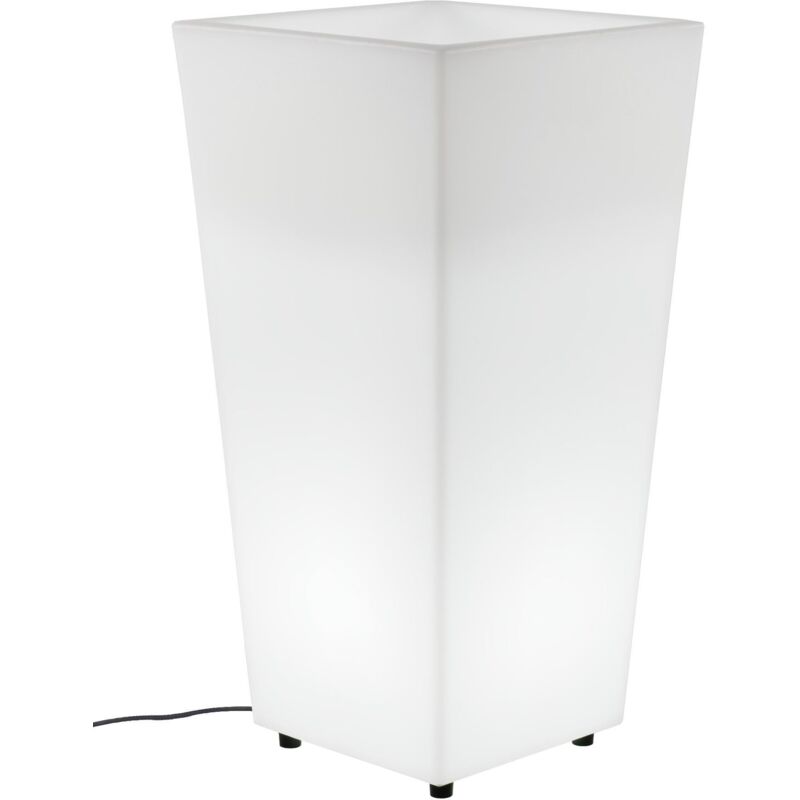 Melisa 30 Jardinière carrée et haute avec lumière pour plantes et fleurs très résistantes. Lumière blanc froid avec câble. Fabriqué en Polyéthylène