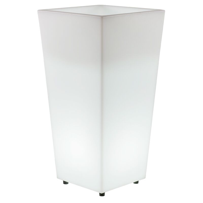 MELISA 50 Jardinière carrée et haute avec lumière pour plantes et fleurs très résistantes. Lumière blanc froid avec câble. Fabriqué en Polyéthylène