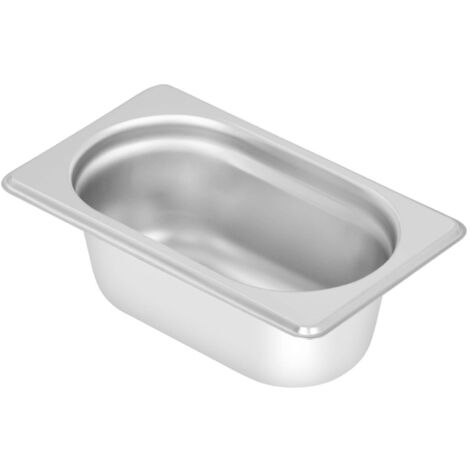 Bac Gastronorme GN 1/9 Profondeur 65 mm Inox Récipient Bain Marie Chafing Dish - Argent