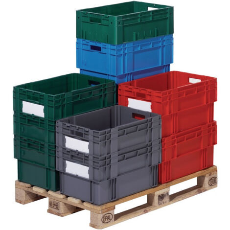 LA-KA-PE Conteneur de transport gerbables L400xl300xH320 mm vert PP poignée traversante parois latérales fermées