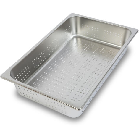 Bac GN 1/1 inox perforé profondeur 100mm, -40° à +300°C, bain-marie cuisine pro – VERTES