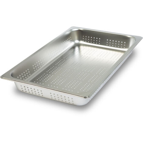 Bac GN 1/1 inox perforé profondeur 65mm, -40° à +300°C, bain-marie cuisine pro – VERTES